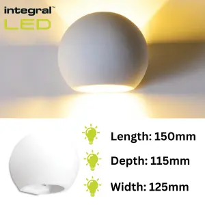 Indoor Wall Lights Decorative Paintable Gypsum: IP20: Requires 1x G9 Bulb/Light (Max 40W) - 2 Pack