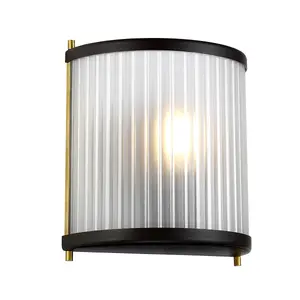 Elstead Corona Flush 1 Light Wall Light, Museum Bronze, Frosted Glass