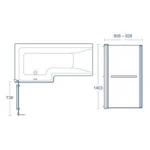 Ideal Standard Straight 1 panel Clear glass Bright Silver effect frame Bath screen, (W) 738mm (H) 1403mm