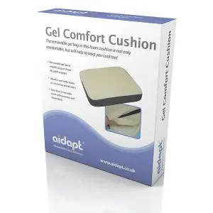 Gel Comfort Cushion - Comfortable Foam Seat Pad with Cooling Gel Insert & Reversable Machine Washable Cover - H7 x W45 x D38.5cm