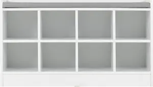 Portland Shoe Bench in White with Steel Grey Fabric Bench Seating