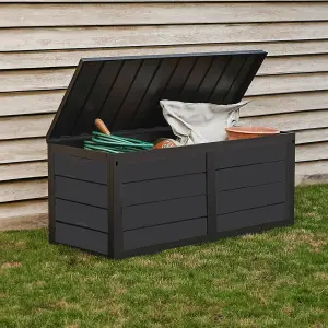 320L Litre Dark Grey Plastic Waterproof Outdoor Garden Storage Box