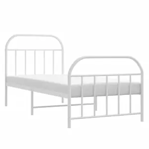 Berkfield Metal Bed Frame with Headboard and Footboard White 90x200 cm