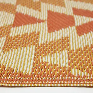 Homescapes Anya Aztec Orange Outdoor Rug, 150 x 240 cm