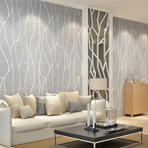 Grey 3D Striped Patterned Wallpaper No Woven Wall Paper Roll 5m²