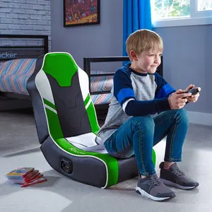 X Rocker Ergonomic Faux Leather Rocker Game Chair with Built-in Speakers Green/Grey