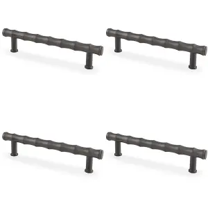 4 PACK - Bamboo T Bar Pull Handle - Dark Bronze 128mm Centres SOLID BRASS Drawer Door