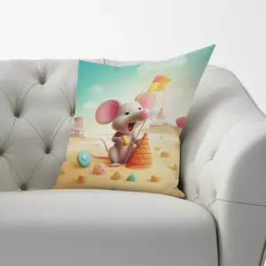 A Mouse On A Beach Holiday Cushions 33cm x 48cm