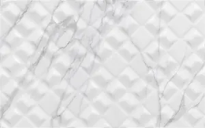 Top Ceramics White Marble Effect Tiles Ceramic 3D Décor Gloss Wall (L)40cm x (W)25cm Each box 1.6sqm