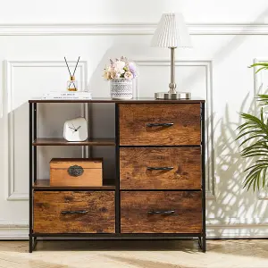 Chest of Drawer Wooden Storage Cabinet with 4 Drawers and Shelves