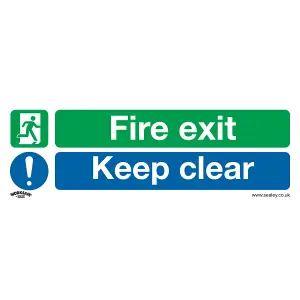 Sealey Safe Conditions Safety Sign Fire Exit Keep Clear - 10 Pieces SS18P10