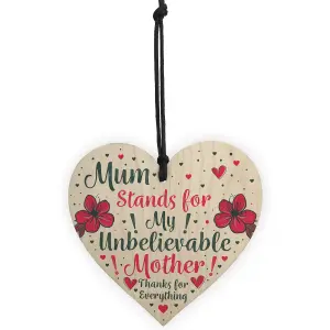 Red Ocean Mum Mother Gifts From A Daughter Or A Son Wooden Heart Sign Gift For Mothers Day Mum Birthday Gifts