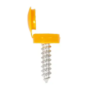 Sealey Number Plate Screw & Flip Cap 4.2 x 19mm Yellow Pack Of 50 NPY50