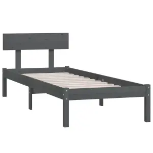 Berkfield Bed Frame Grey Solid Wood Pine 100x200 cm