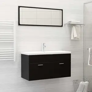 Berkfield Bathroom Furniture Set Black Engineered Wood