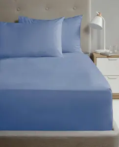 Flat Sheet 180TC Percale Blue Single Sheet Suitable for Deep Mattresses