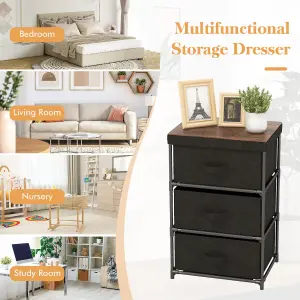 Costway 3-Tier Fabric Dresser Chests of Drawers Bedroom Nightstand w/ 3 Drawers