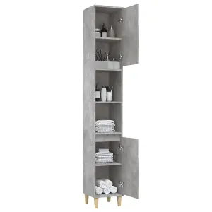 Berkfield Bathroom Cabinet Concrete Grey 30x30x190 cm Engineered Wood