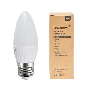 ValueLights Pack of 6 Thermal Plastic 4w High Power LED ES E27 40w Replacement Frosted Opal Candle Bulbs - 3000K Warm White