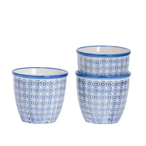 Nicola Spring - Hand-Printed Plant Pots - 14cm - Pack of 3