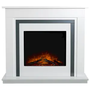 Adam Brentwood Electric Fireplace Suite in Pure White & Grey, 43 Inch