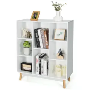 Costway 8-Cube Storage Bookcase Wooden Bookshelf Side Cabinet Freestanding Display Rack