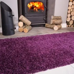 Soft Value Plum Shaggy Area Rug 80x150cm