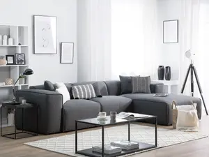 Corner Sofa DOLVA Dark Grey Fabric Left Hand