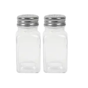 4x Glass Salt & Pepper Shaker Pots Set of 2 Glass Herb Seasoning Spice Jars 9x4cm