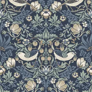 Galerie Arts and Crafts Blue Patterned Wallpaper