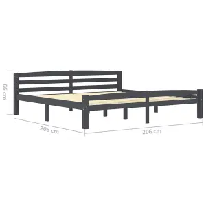 Berkfield Bed Frame Dark Grey Solid Pinewood 200x200 cm