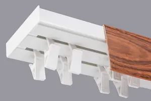 Double Curtain Ceiling Rail Track PCV 240 cm (L) CLIPS + CHERRY COVER