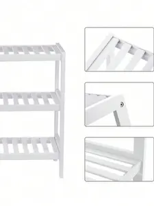 SONGMICS Natural Bamboo 3-Tier Shoe Rack, Shelf For Shoes Plants Books, For Living Room Hallway Bedroom Bathroom, White