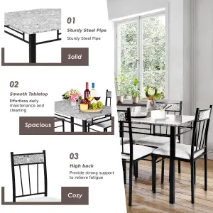 Costway 5 Pieces Dining Set 1 Table and 4 Chairs with Cushion