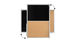 ALLboards Combination Board 2 in 1 Chalkboard & Cork Board with Aluminium Frame 90x60cm, Pin Board Magnetic Board