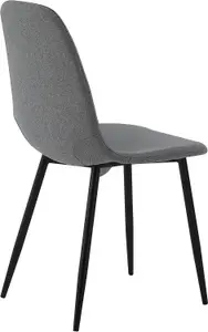 Set of 4 Light Grey Linen Fabric Dining Chairs with Upholstered Seat and Metal Legs-Bella by MCC