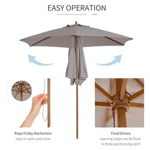 Lakewood 300cm Market Parasol Light Grey