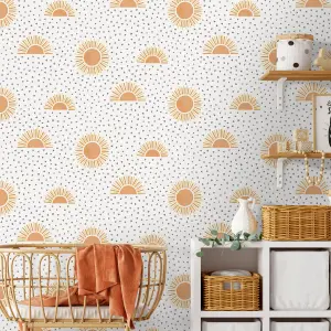 Holden Décor White & Orange Sunbeam Children's Smooth Wallpaper