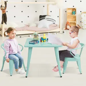 Costway Kids Table and Chairs Set Steel Children Activity Table with Stackable Chairs