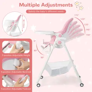 Costway Adjustable Baby High Chair Convertible Infant Dining Chair With 5-point Harness