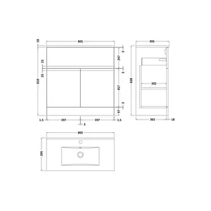 Urban 800mm Free-standing Single Vanity Unit Satin Grey