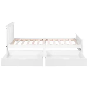 Wooden Solid White Pine Storage Bed with Drawers Bed Furniture Frame for Adults, Kids, Teenagers 3ft Single 190x90cm