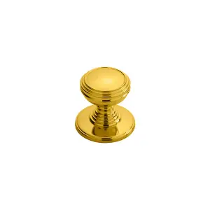 4x Ringed Tiered Cupboard Door Knob 30mm Diameter Polished Brass Cabinet Handle