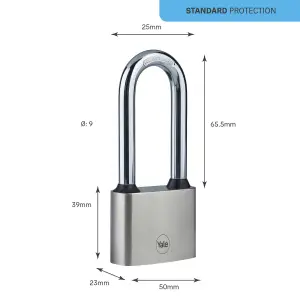 Yale Medium duty Block Iron Disc Long shackle Padlock (W)50mm