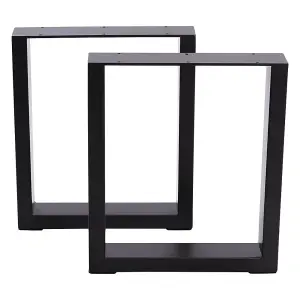 2 Pcs Industrial Black Rectangular Iron Table Legs W 50cm & H 71cm for Furnitures