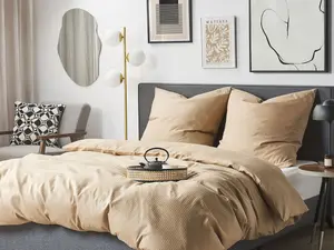 Duvet Cover Set AVONDALE 155 x 220 cm Cotton Sateen Beige