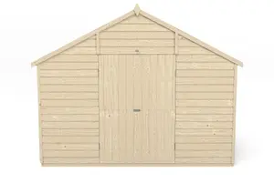 Forest Garden Overlap 10x15 ft Apex Wooden 2 door Shed with floor & 6 windows - Assembly service included