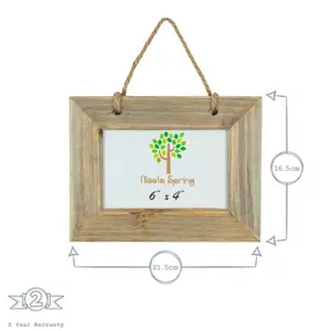 Nicola Spring - Rustic Wooden Hanging Photo Frame - 6 x 4" - Natural