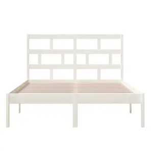 Berkfield Bed Frame White Solid Wood Pine 120x200 cm