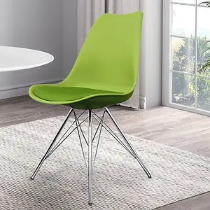 Soho Green Plastic Dining Chair with Chrome Metal Legs